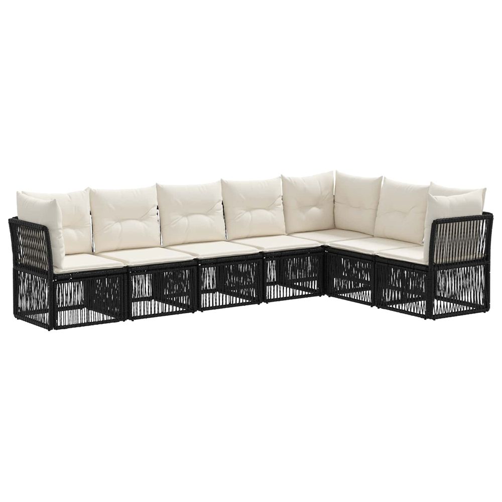 Ensemble de canapé de jardin 7 pc noir polyrotin