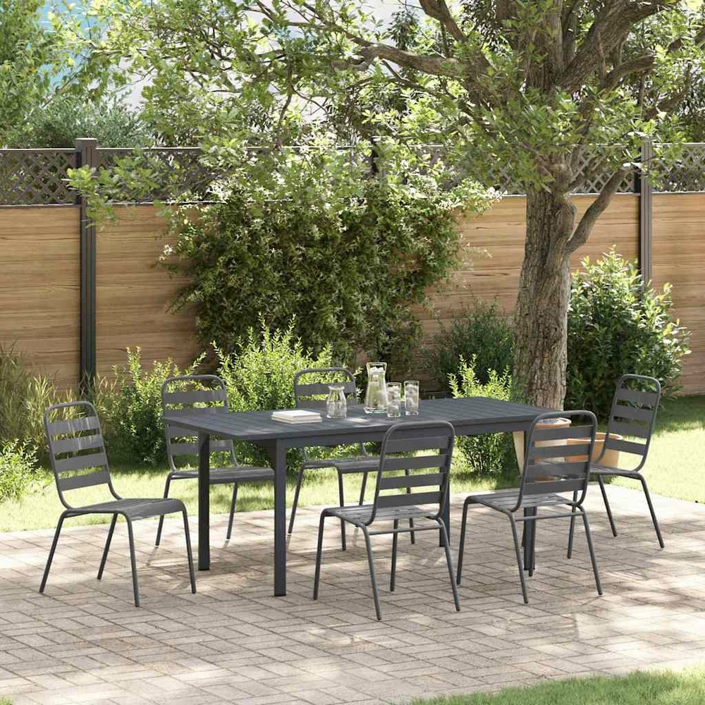 Ensemble de salle à manger pour jardin 7 pcs anthracite