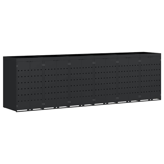 Rangement de poubelle à roulettes pour 6 poubelles noir