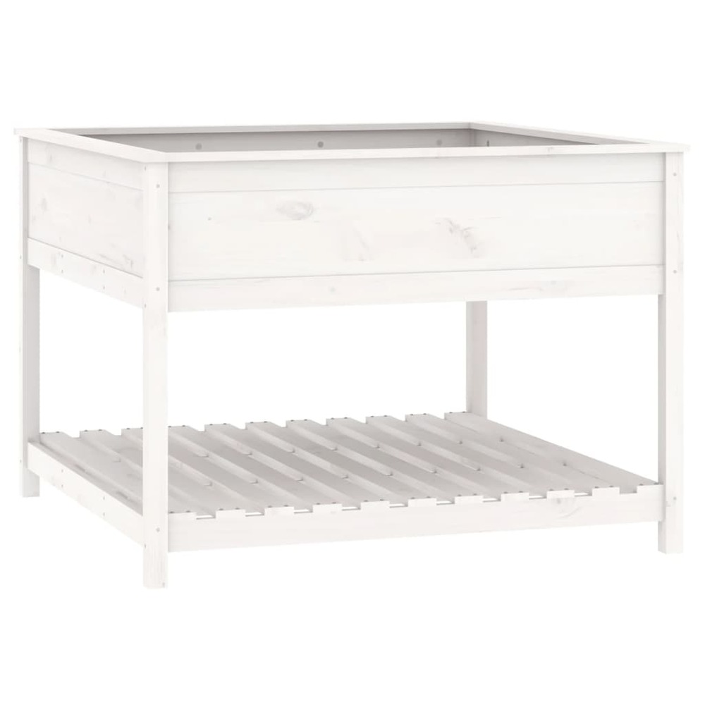 Jardinière et étagère blanc 111,5x111,5x81cm bois massif de pin