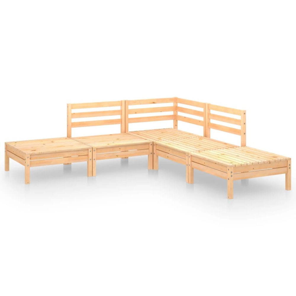 Salon de jardin 5 pcs bois de pin massif