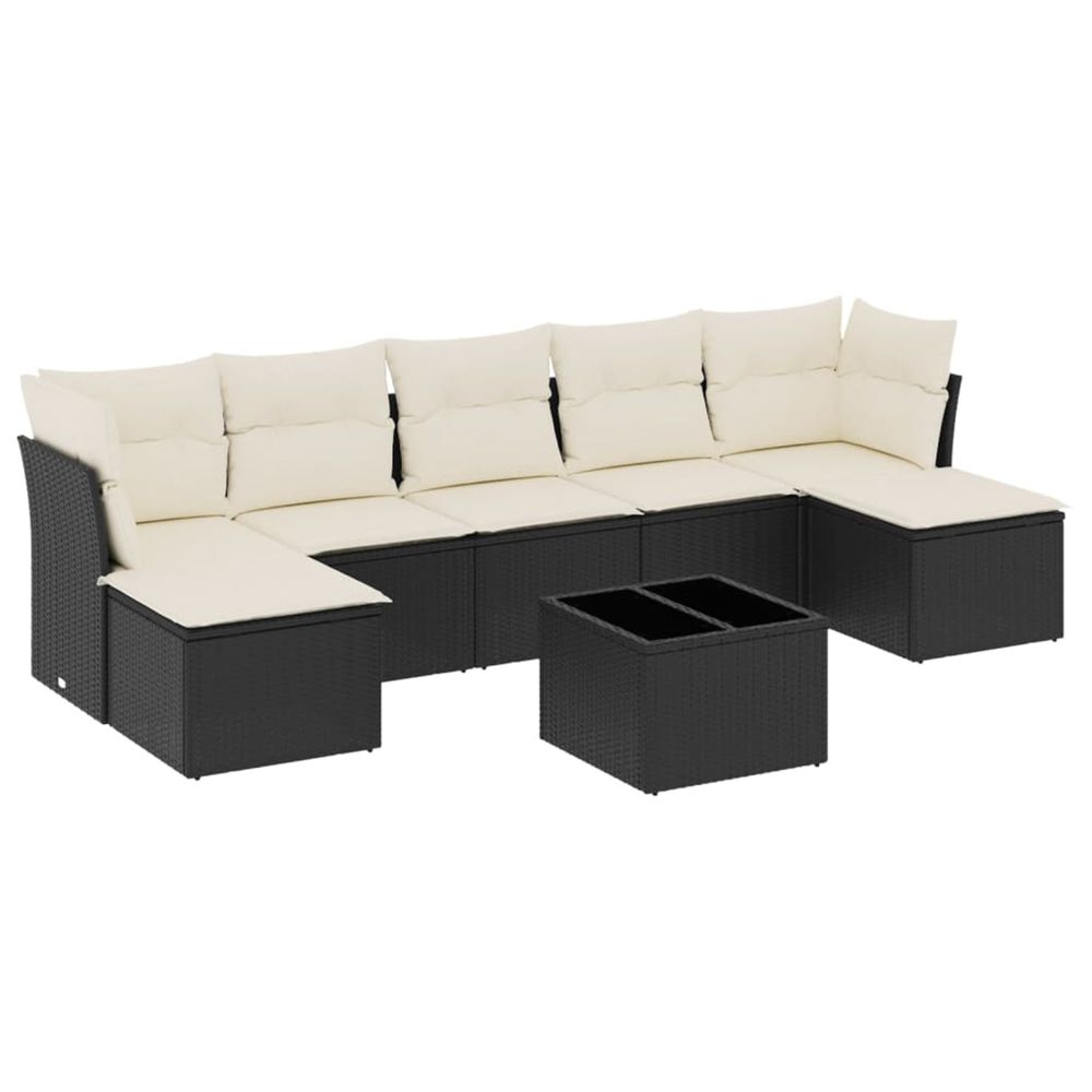 Salon de jardin 8 pcs avec coussins noir résine tressée