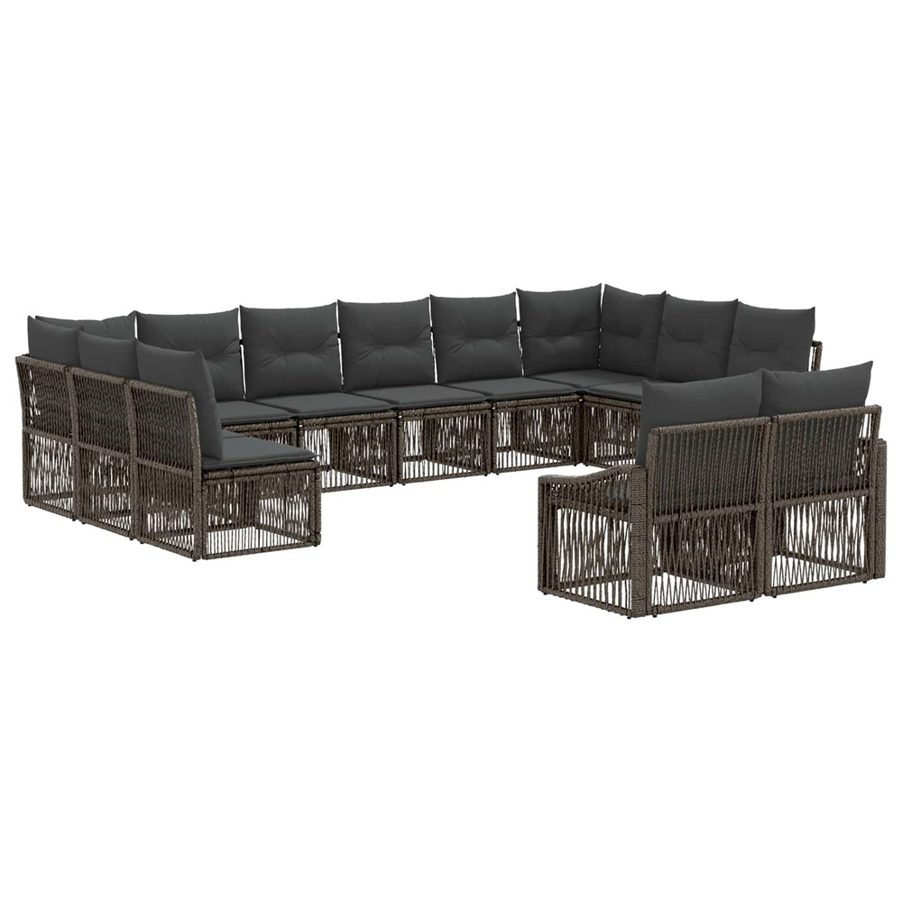 Ensemble de canapé de jardin 12 pcs gris polyrotin