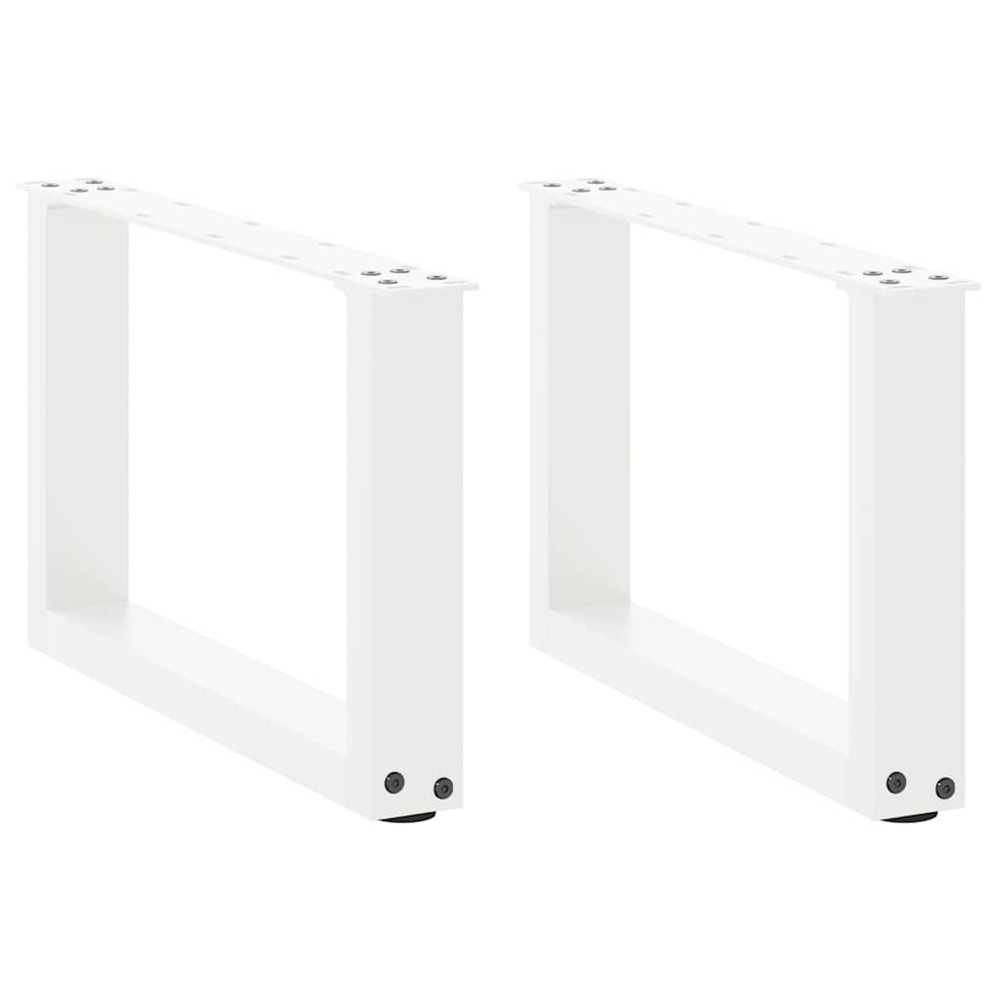Pieds de table basse en u, 2 pièces, blanc, 50 x (30-31) cm, acier