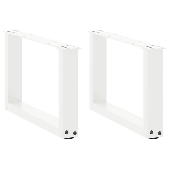 Pieds de table basse en u, 2 pièces, blanc, 50 x (30-31) cm, acier