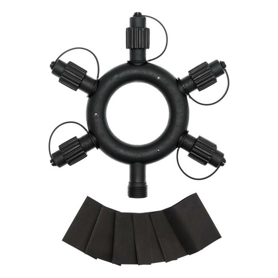 Connecteur en étoile noir 5 sorties pour guirlande guinguette rond ip44 230v lotti