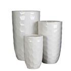Mica decorations vase diamond - 26x26x45 cm - terre cuite - blanc