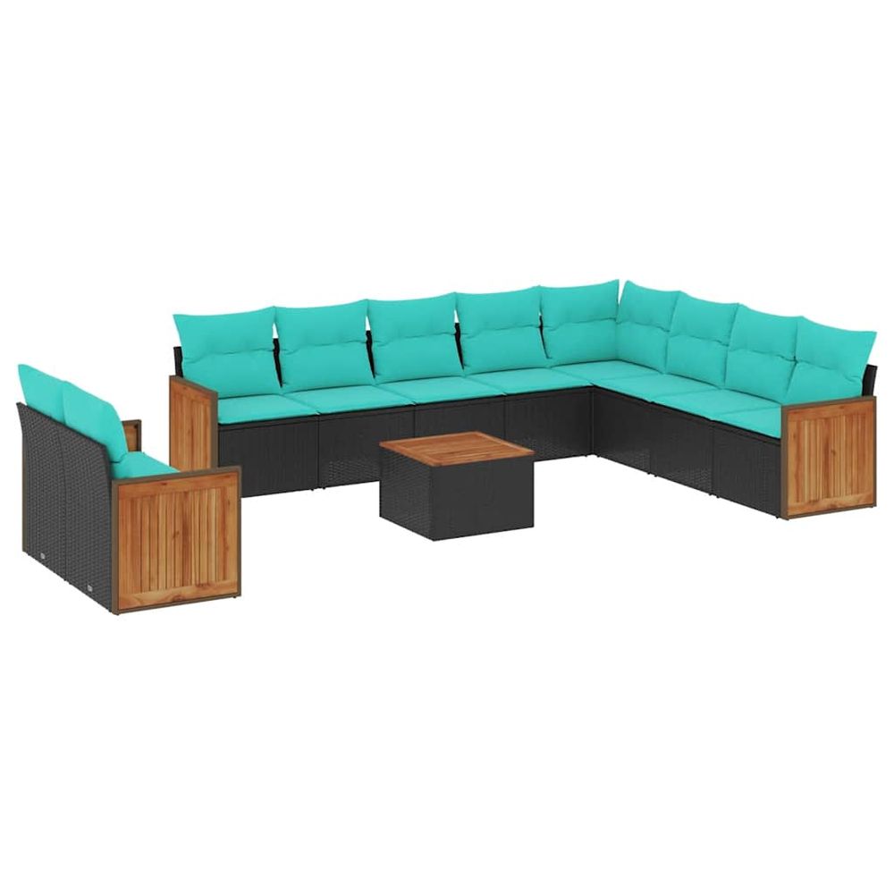 Ensemble de canapé de jardin 11 pcs avec coussins noir