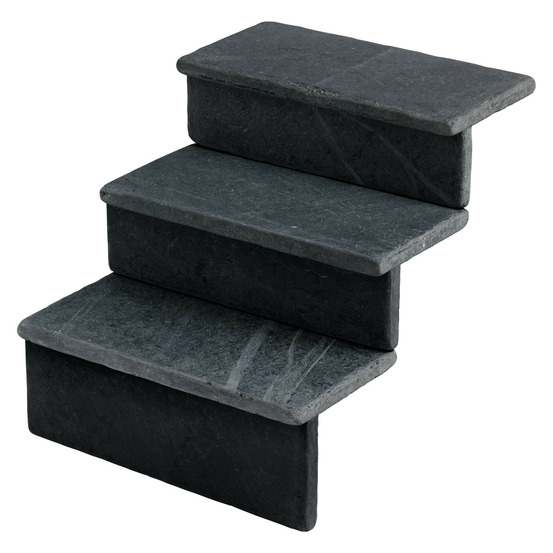 Dessus de marche ardoise noire vieillie 50x25x3 cm bord droit (à l'unité) - ro'ma nature