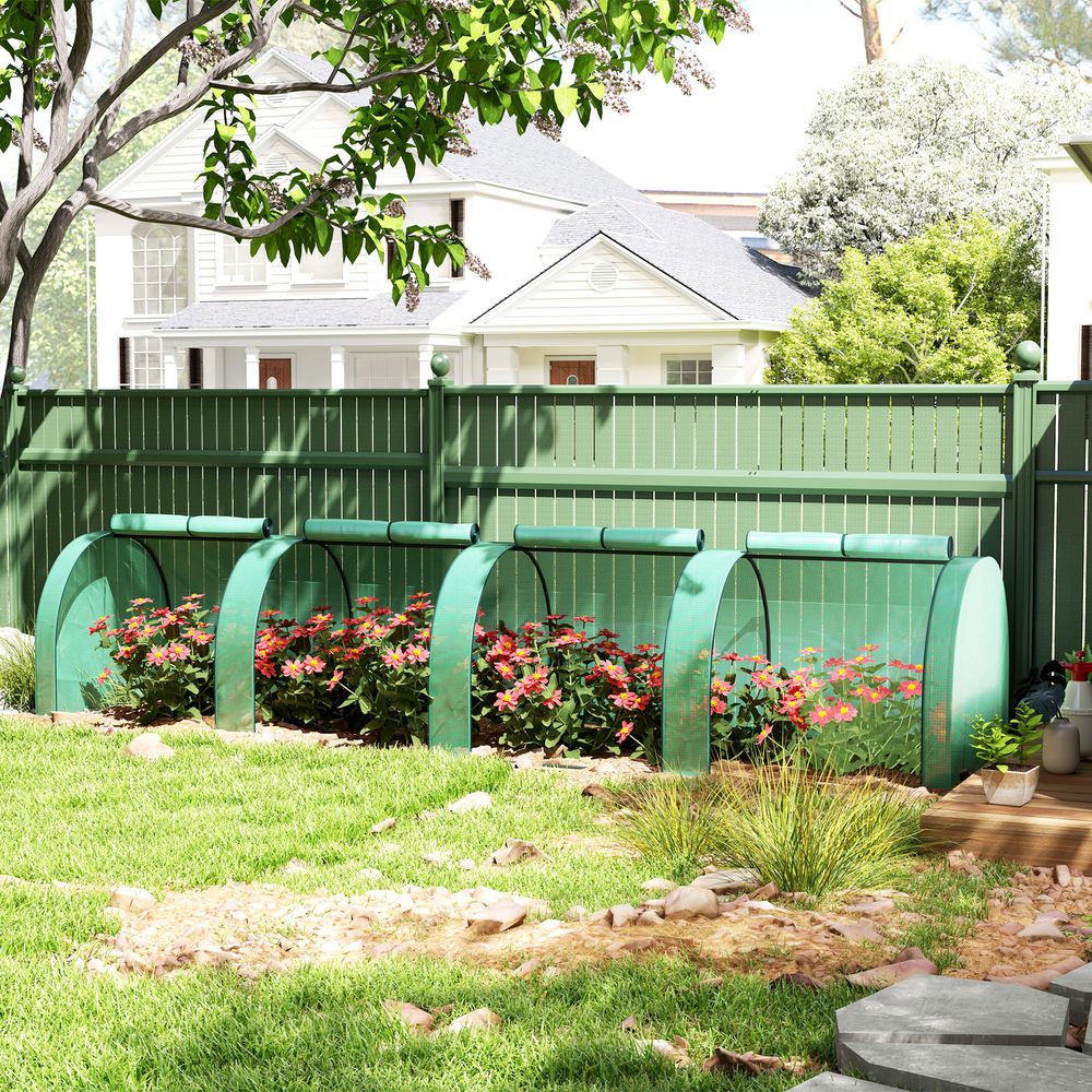 Serre tunnel basse acier et plastique 395 x 100 x 80 cm verte potager protection plantes - comfortxl outdoor living