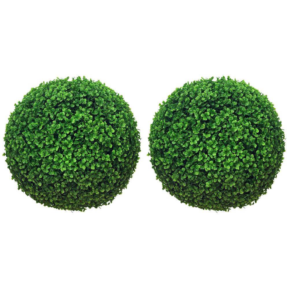Lot 2 sphères buis artificiel pe intérieur extérieur anti uv 40cm vert