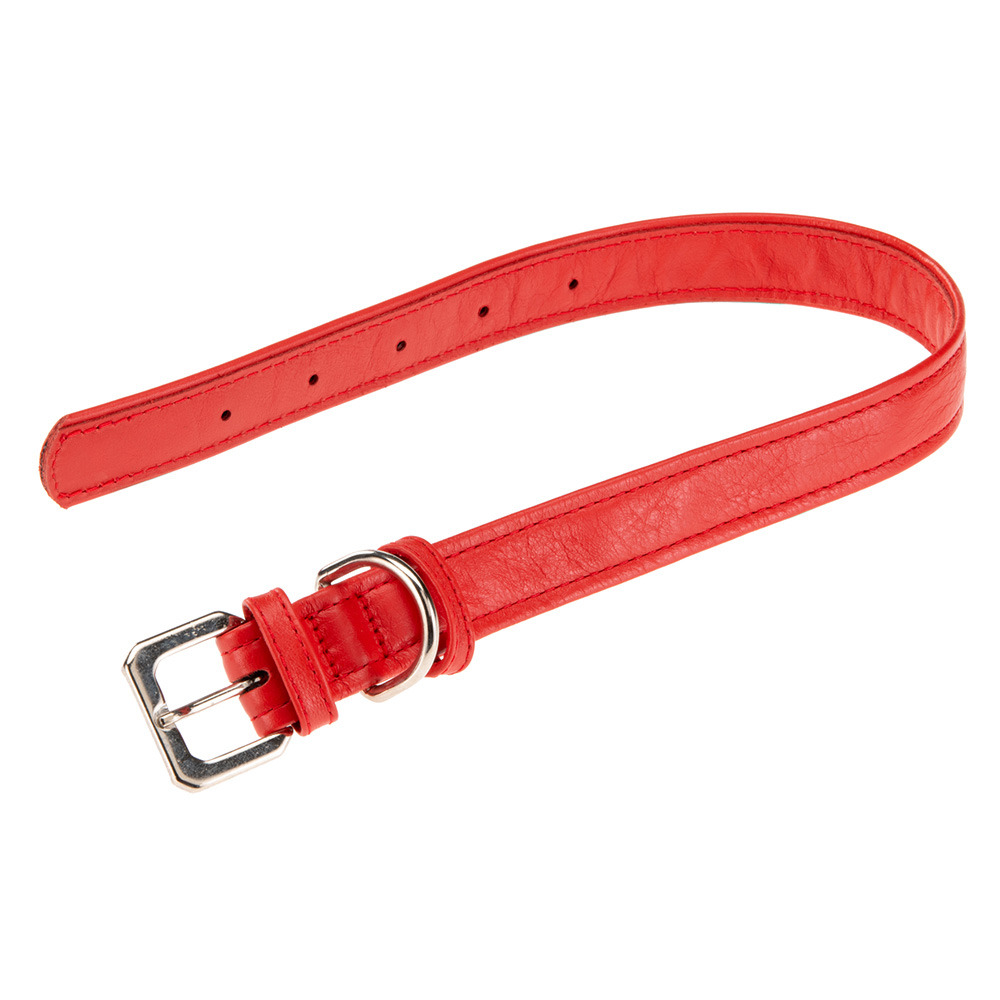 Collier pour chiens vogue cf25/49, cuir véritable, réglable, boucle en métal, rouge