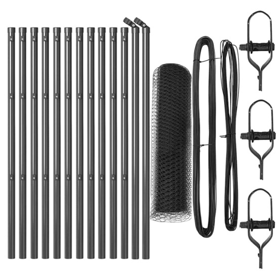 Clôture avec poteaux gris 0.8 x 25 m acier recouvert de pvc