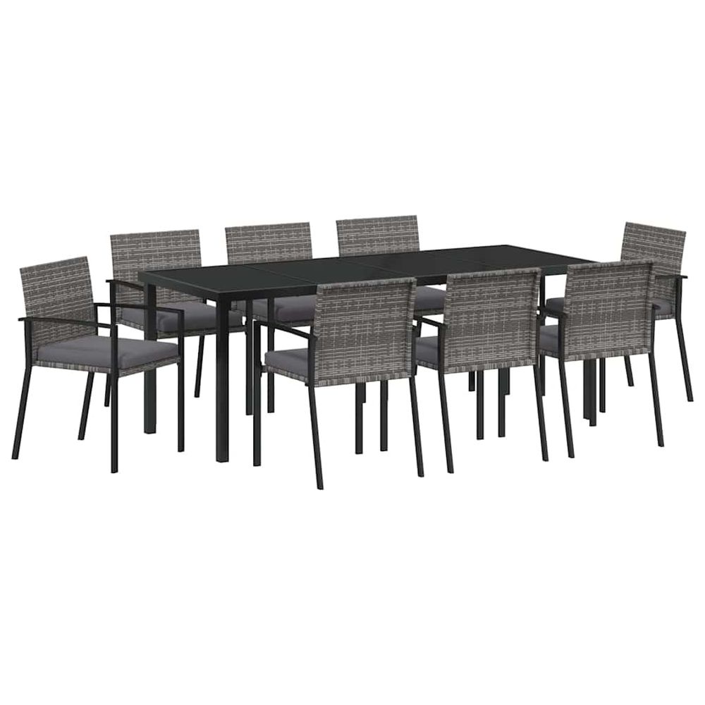Ensemble de salle à manger pour jardin 9 pc gris