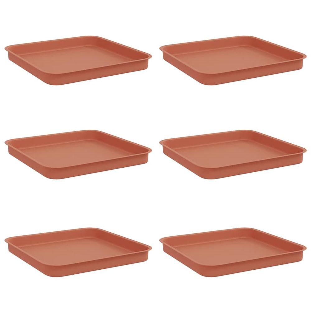 Plateau carré à fleurs 6 pc rouge brique 25,5 x 25,5 x 2,5 cm