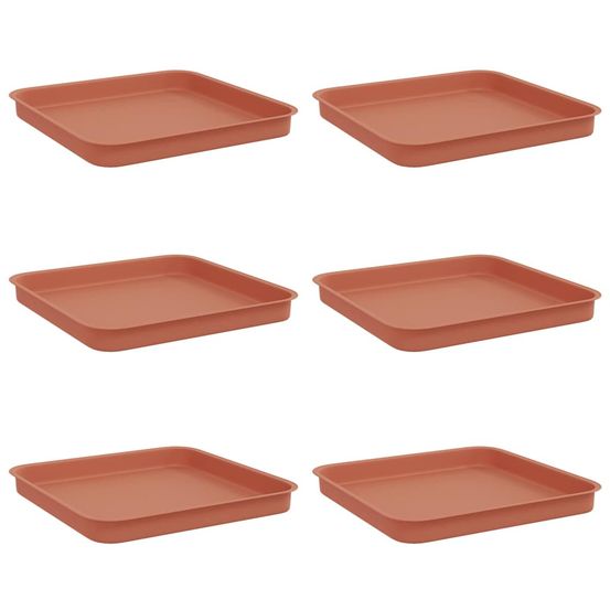 Plateau carré à fleurs 6 pc rouge brique 25,5 x 25,5 x 2,5 cm