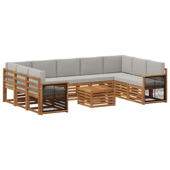 Ensemble de canapés d'extérieur 10 pc naturel et gris clair