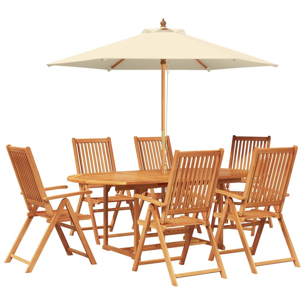 Ensemble de salle à manger d'extérieur avec parasol 8 pc
