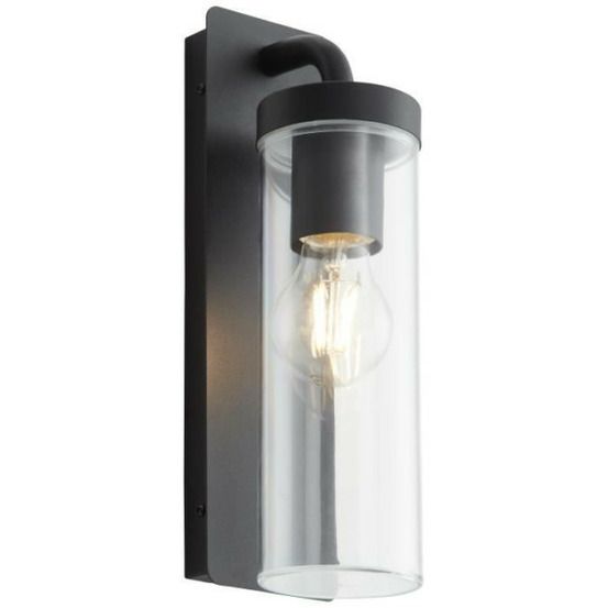 Applique extérieure descendante aosta - - noir dépoli - métal/plastique - e27 1x25w