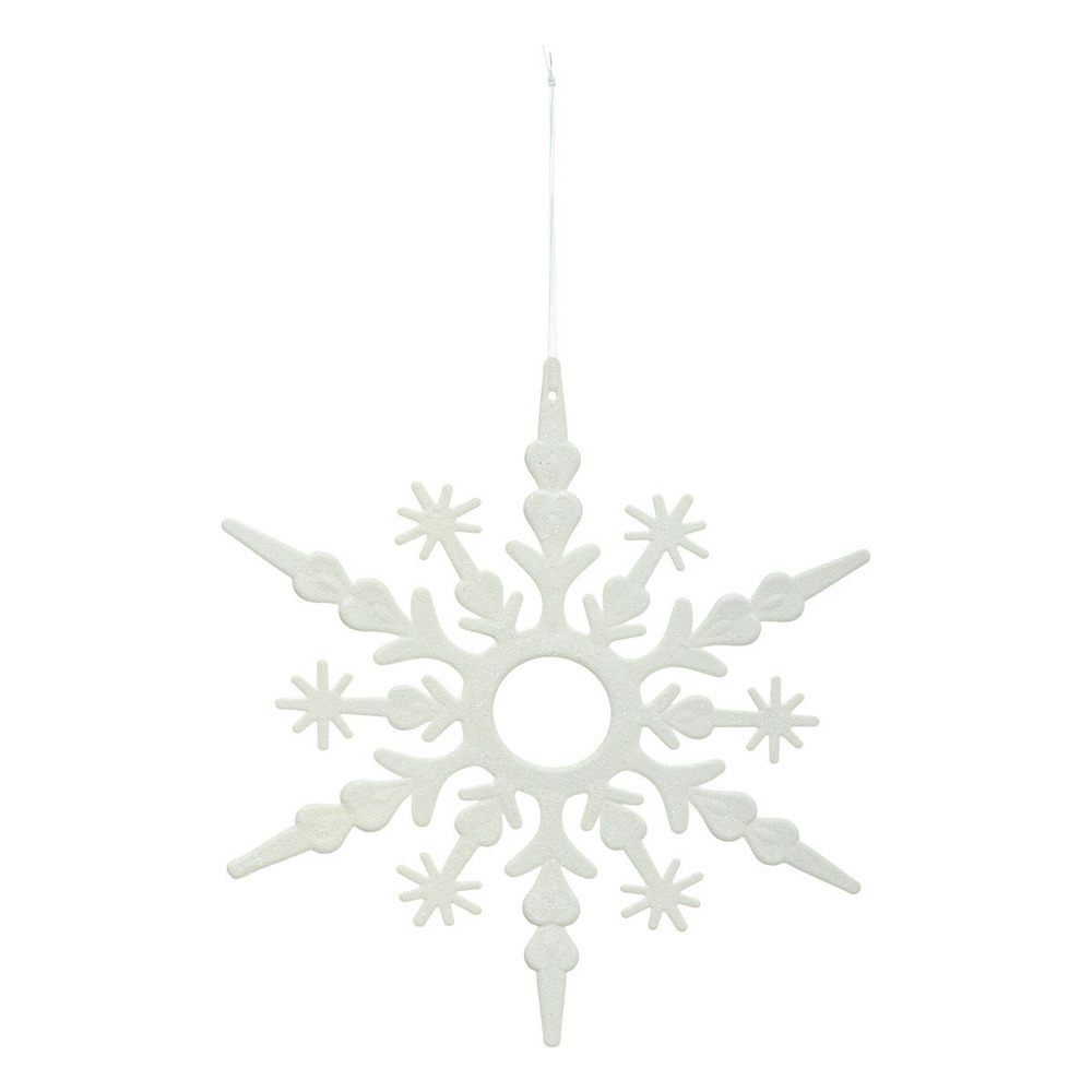 Suspension de noël flocon blanc pailleté h 30 cm
