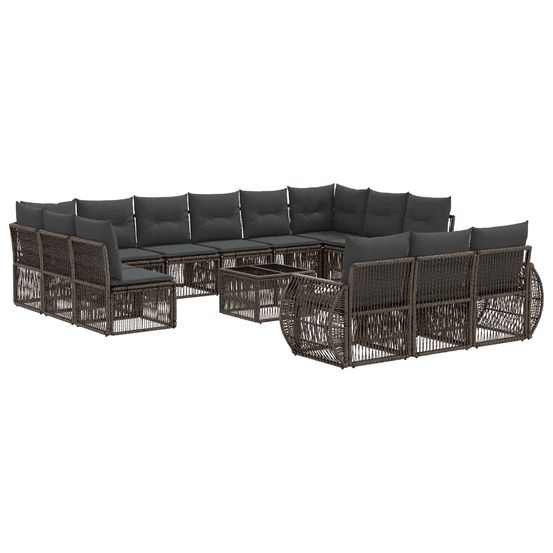 Ensemble de canapé de jardin 14 pc gris et gris foncé polyrotin