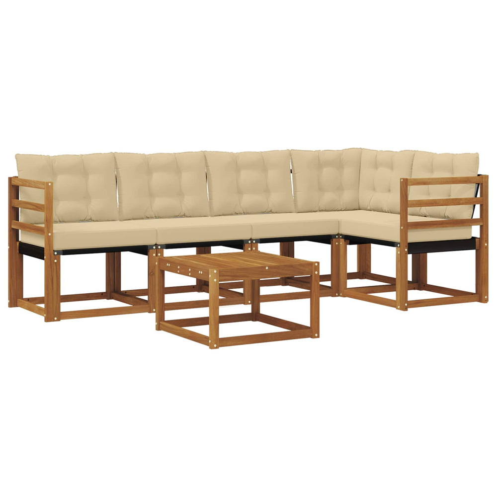 Ensemble de canapés d'extérieur 6 pcs naturel et beige