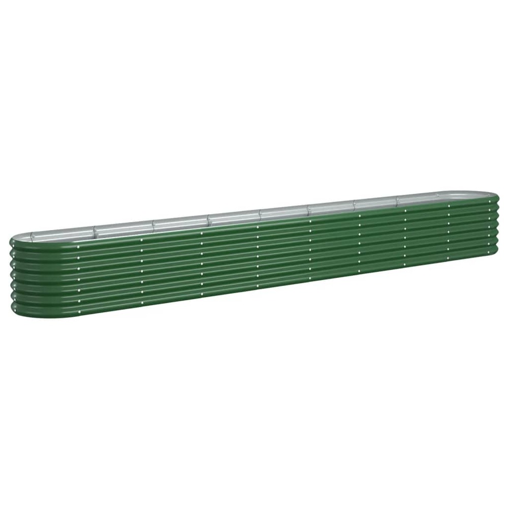 Jardinière bac lit surélevé plantes fleurs terrasse jardin de jardin acier enduit de poudre 332 x 40 x 36 cm vert