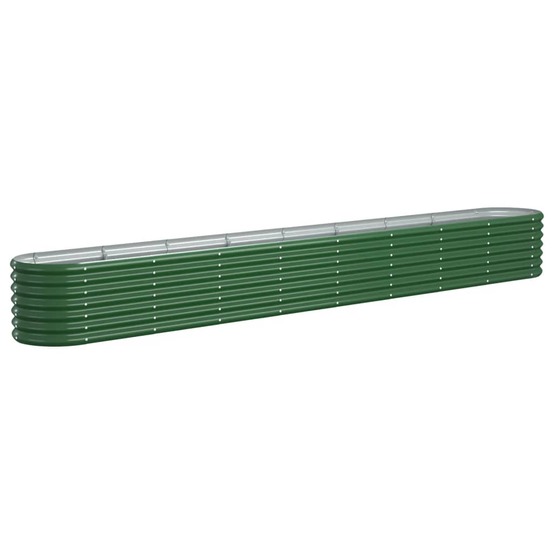Jardinière bac lit surélevé plantes fleurs terrasse jardin de jardin acier enduit de poudre 332 x 40 x 36 cm vert
