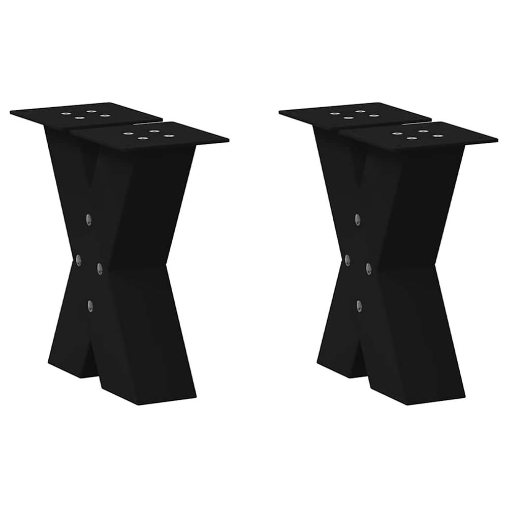 Pieds de table basse en forme de x, 2 pièces, noir, 40 x (30-31) cm, acier