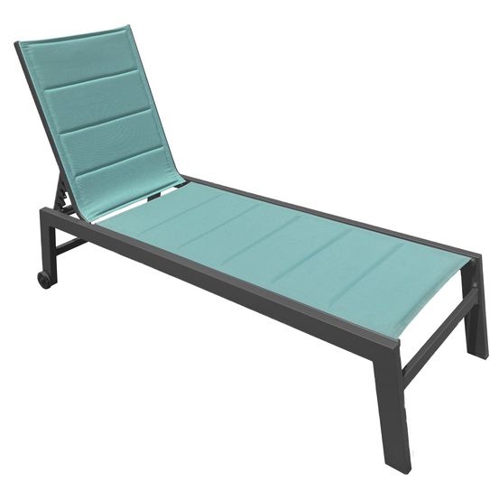 Bain de soleil barbados en textilène vert d'eau - aluminium anthracite