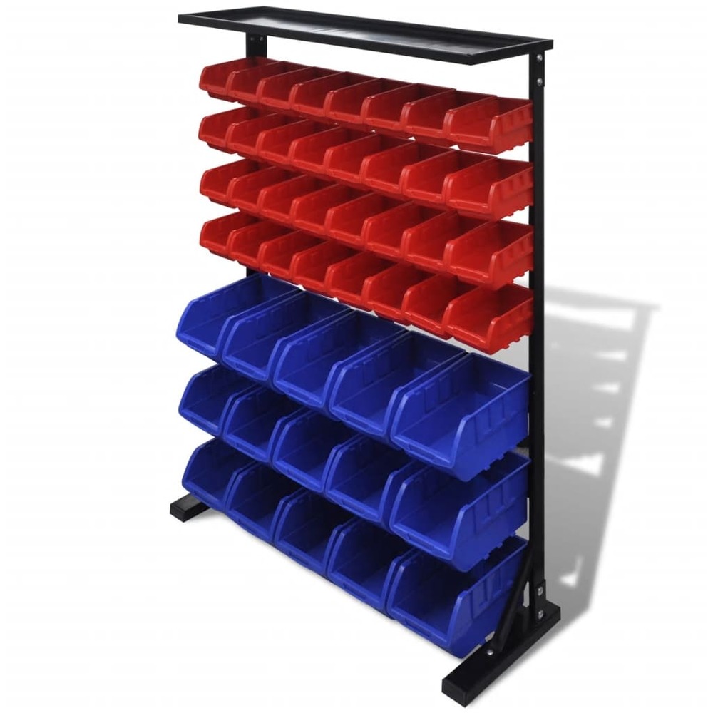 Étagère à outils de garage bleu et rouge