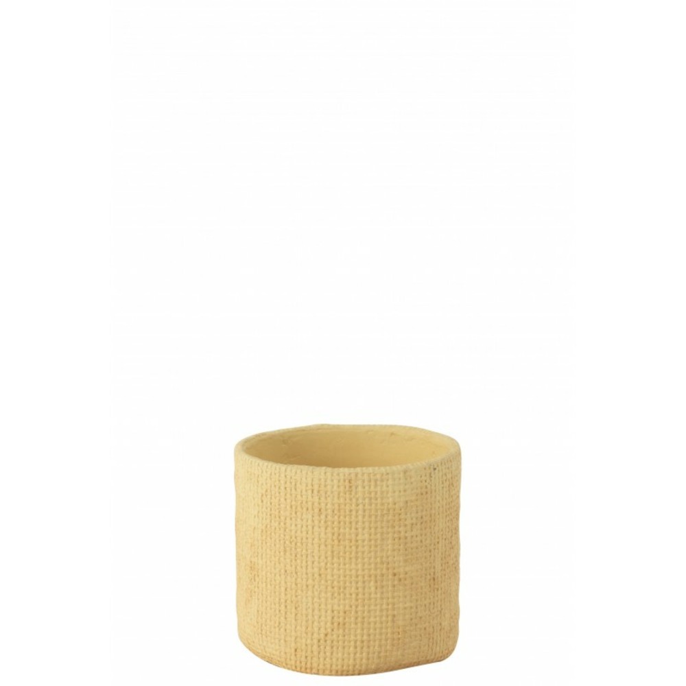 Cache-pot avec motifs bistro en ciment beige 17x17x16 cm