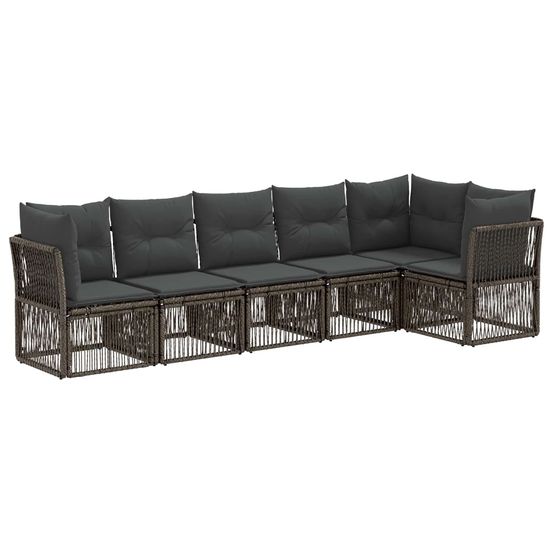 Ensemble de canapé de jardin 6 pc gris polyrotin
