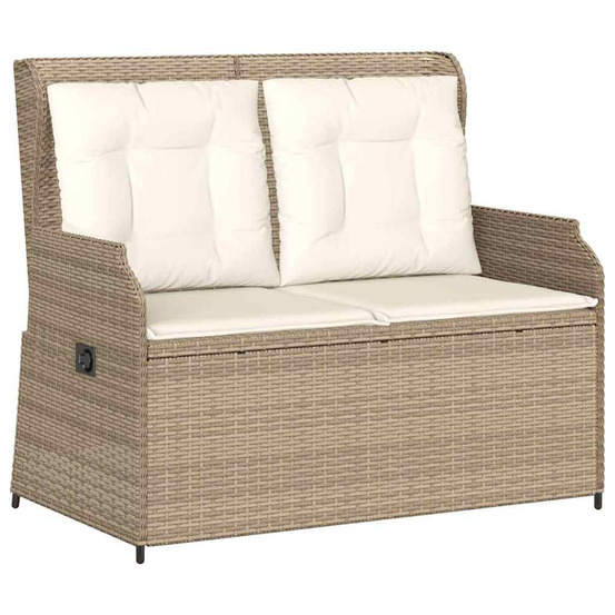 Banc inclinable de jardin avec coussins beige résine tressée
