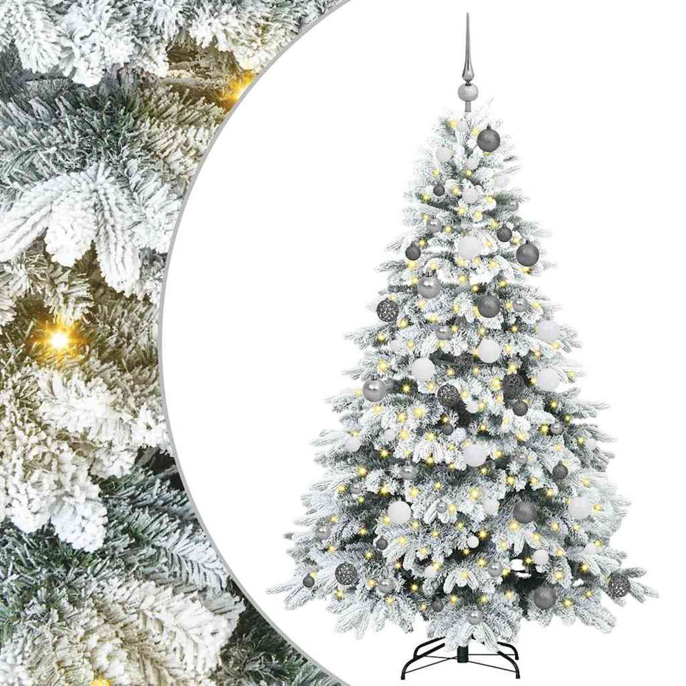 Sapin de noël artificiel avec 300 led blanc 180 cm pe et pvc