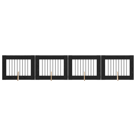 Portillon pour chien avec supports 4 pcs chêne noir 80 x 60 cm
