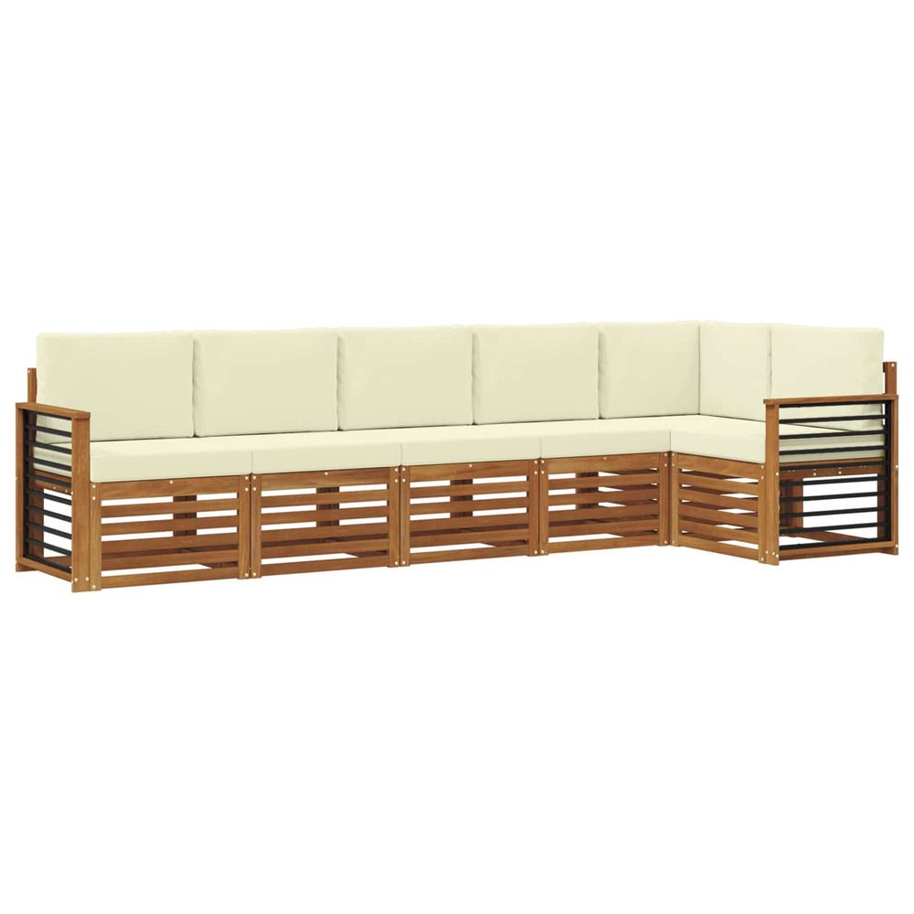 Ensemble de canapés d'extérieur 6 pc naturel et crème polyester