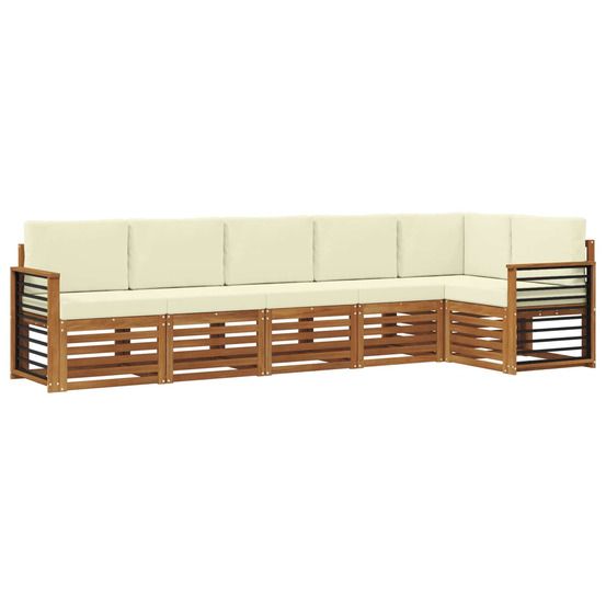 Ensemble de canapés d'extérieur 6 pc naturel et crème polyester