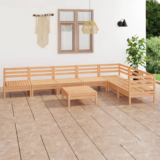 Salon de jardin 8 pcs bois de pin massif