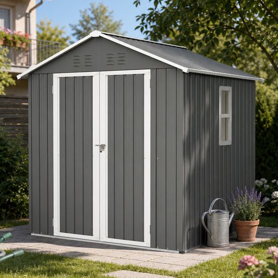 Abri de jardin métal 185 x 182 x 191 cm avec fenêtre ventilation et serrure - comfortxl outdoor living