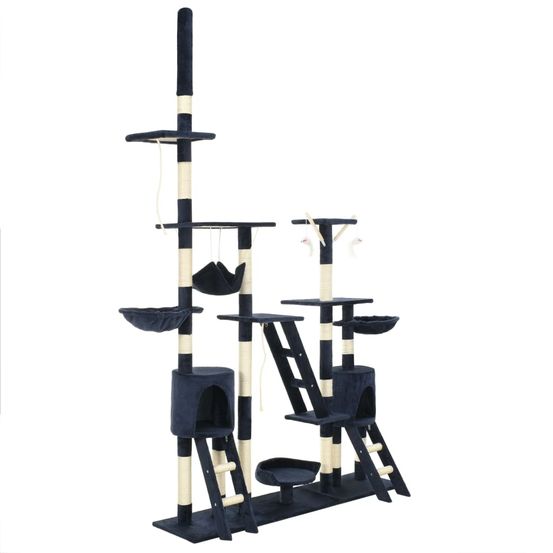 Arbre à chat géant 230-250 cm plafond avec niches et hamac bleu