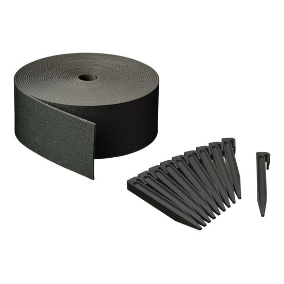 Ensemble de bordure de jardin h7,5 cm x 10 m avec piquet noir