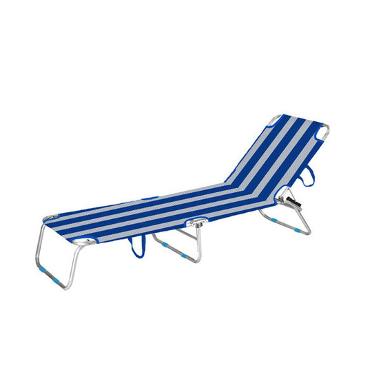 Chaise longue pliable aluminium rayures bleues et blanches plage et piscine 187x58x24 cm 10364