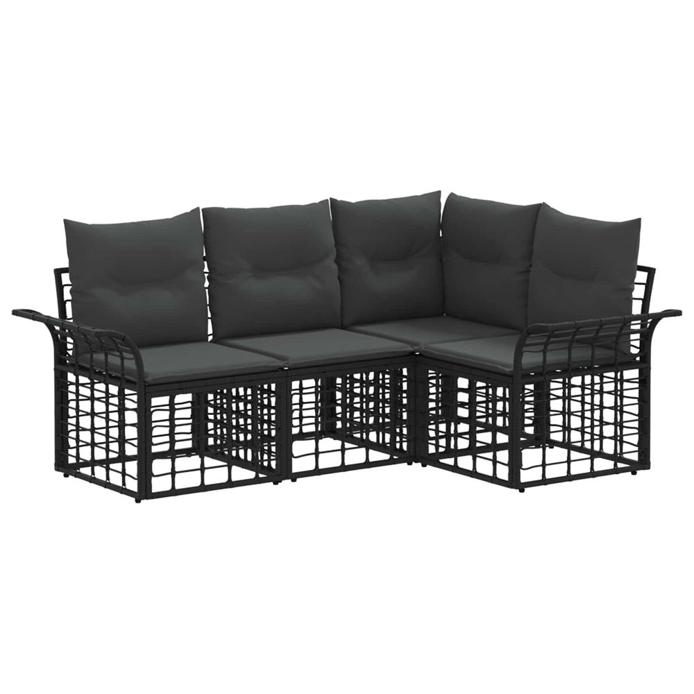 Ensemble de canapés d'extérieur 4 pc noir et gris foncé