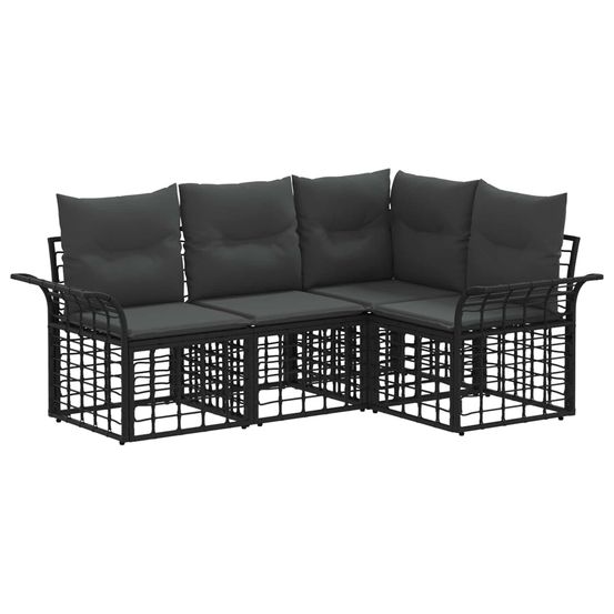 Ensemble de canapés d'extérieur 4 pc noir et gris foncé