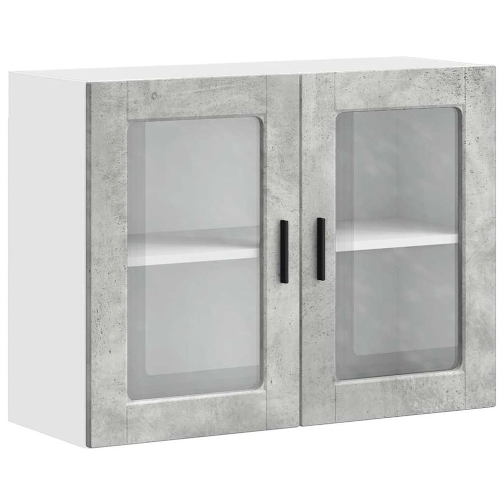 Armoire murale de cuisine avec porte en verre porto gris béton