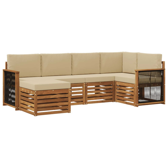 Ensemble de canapé d'angle avec coussin 5 pcs naturel