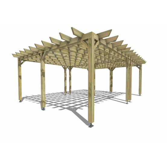 Pergola bois • 7m x 5m • indépendante • style retro • livraison comprise