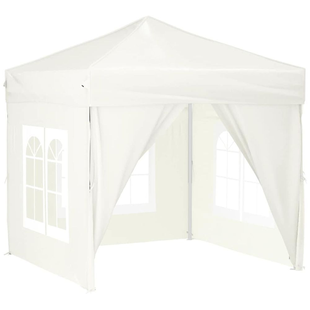 Tente de réception pliable avec parois crème 2x2 m