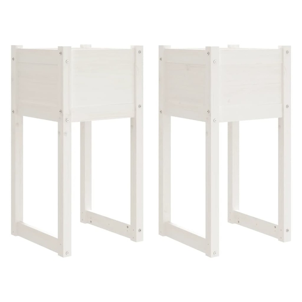 Jardinières 2 pcs blanc 40x40x81 cm bois massif de pin